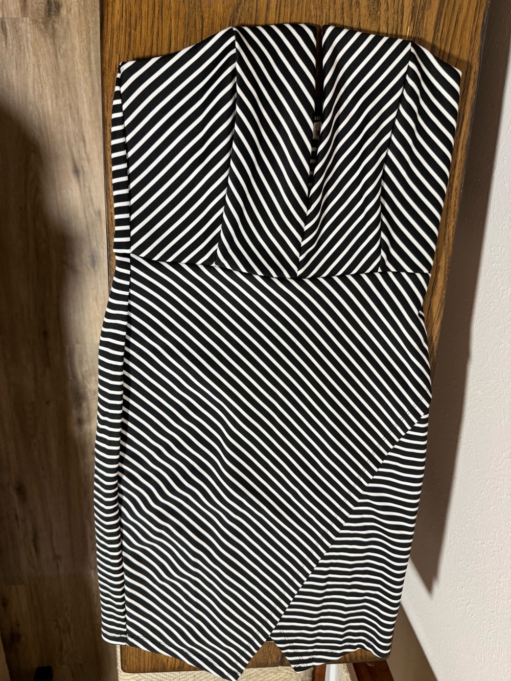 Strapless Black and White Striped Dress